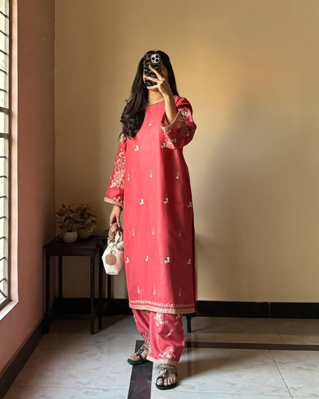 ASHNA COTTON LUXURY  CO-ORD SET - Desi Rang