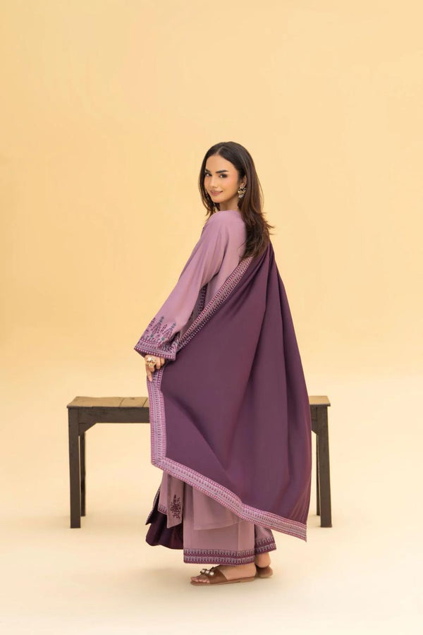 ZARAQ SHAWL 3PC - Desi Rang
