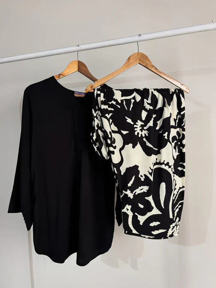 BLACK/WHITE SET ( FARSHI SHALWAR ) - Desi Rang
