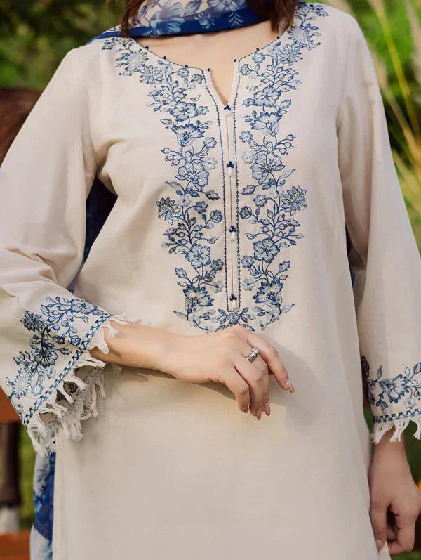 BATIK KHADAR 3PC ( FARSHI SHALWAR ) - Desi Rang
