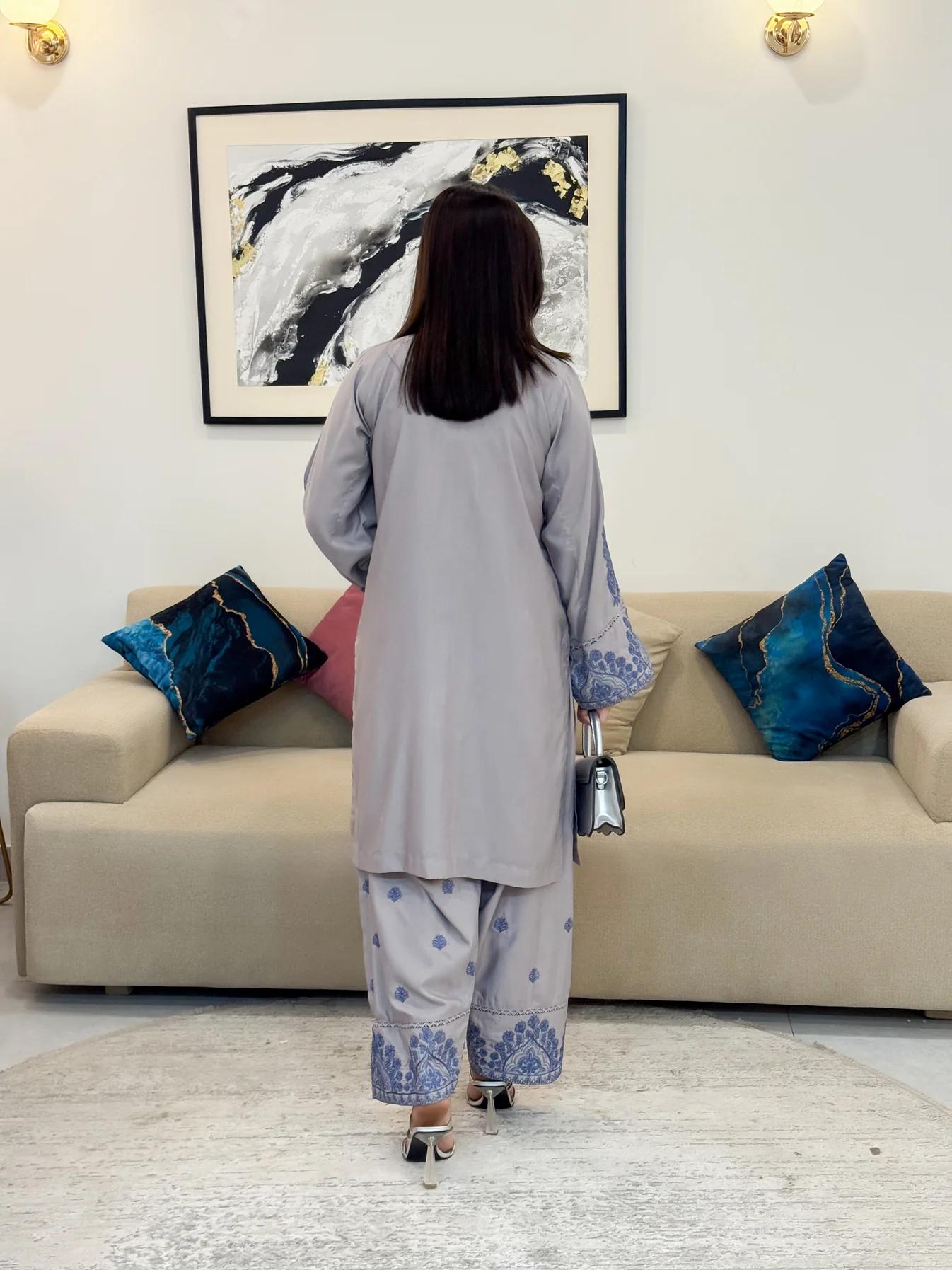 ALIYA EMB SET ( FARSHI SHALWAR ) - Desi Rang
