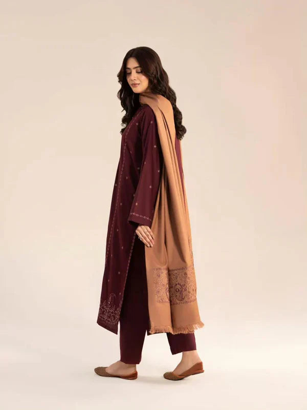 Sorma Emb Shawl 3pc - Desi Rang