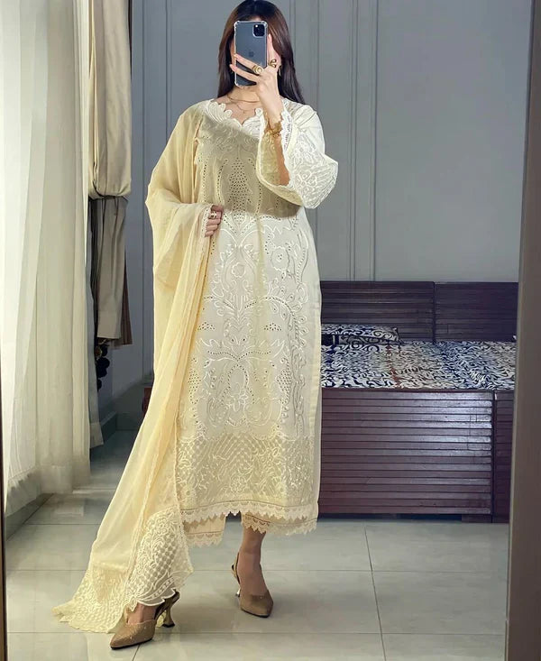 RABEEL EMB 3PC - Desi Rang
