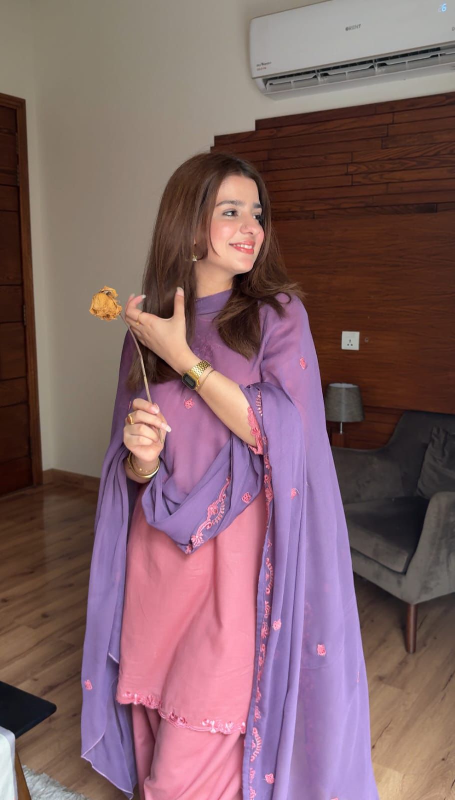 AIRA PINK 3PC ( FARSHI SHALWAR ) - Desi Rang