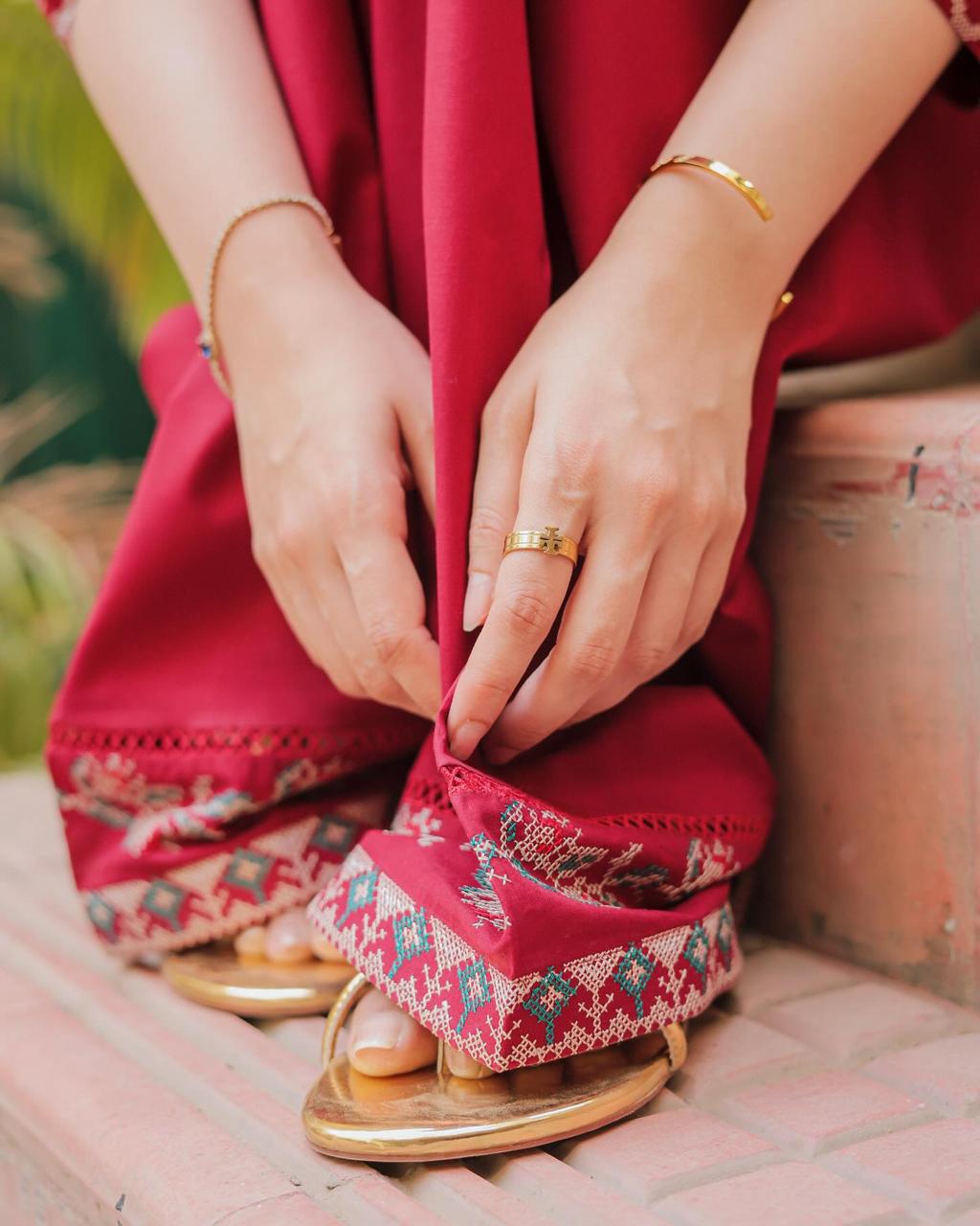 NISHA EMB CORD SETS ( FARSHI SHALWAR) - Desi Rang